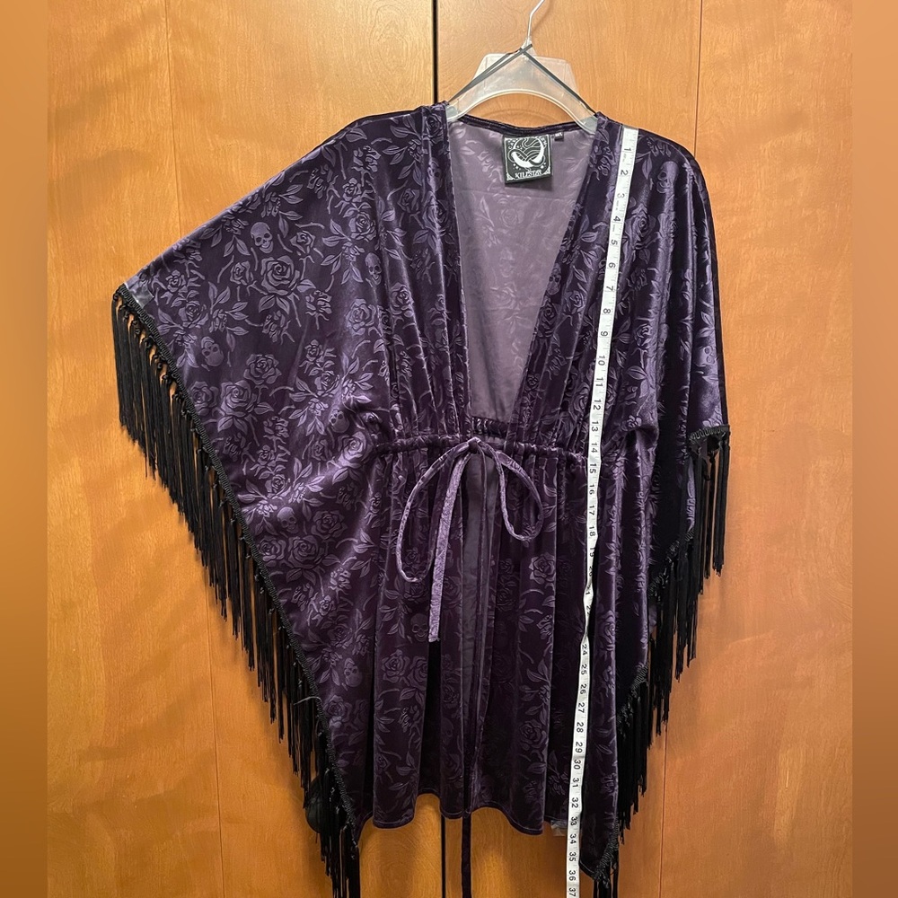 Killstar Dark Purple Kimono with Black Fringe